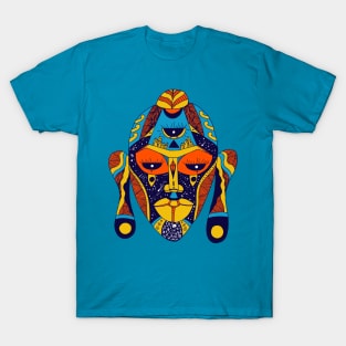 Orange Blue African Mask 7 T-Shirt